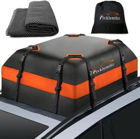 img 4 attached to 🚗 Fivklemnz Car Roof Bag Cargo Carrier - 15 Cubic Feet Waterproof Rooftop Cargo Carrier with Anti-Slip Mat, 8 Reinforced Straps, and 4 Door Hooks - Suitable for All Vehicles with or Without a Rack