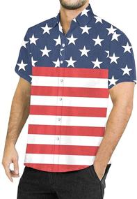 img 4 attached to Memorial Shirt American Button Beach Men's Clothing