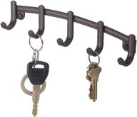 🔑 mdesign wall mount key ring holder with 5 metal hooks for entryway, mudroom, hallway, kitchen, and office - holds car/house keys, keychain, purse, and wristlets - 9-inch wide - bronze логотип