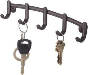 img 4 attached to 🔑 mDesign Wall Mount Key Ring Holder with 5 Metal Hooks for Entryway, Mudroom, Hallway, Kitchen, and Office - Holds Car/House Keys, Keychain, Purse, and Wristlets - 9-Inch Wide - Bronze