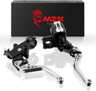 mzs 7/8 levers set brake master cylinder universal short adjustment cnc silver compatible with motorcycle street sport dirt pit mini bikes scooter atv logo