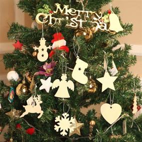 img 1 attached to 🎄 100PCS DIY Wooden Christmas Ornaments with Holes, 3.5" Unfinished Predrilled Natural Wood Slices for Crafts Centerpieces, Holiday Hanging Decorations in Assorted Shapes