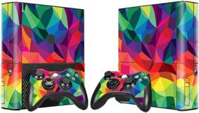 img 1 attached to 🌈 Vibrant Colorful Blocks Decal Skin Cover for Xbox 360 E Console & Controllers