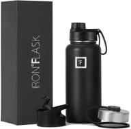 iron °flask sports water bottle - 32 oz: leak proof, vacuum insulated stainless steel, 3 lids (spout lid), double walled thermo mug, metal canteen логотип