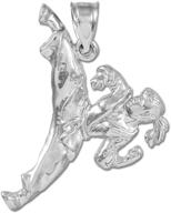 stylish and durable karate girl martial arts pendant - 925 sterling silver sports charms logo
