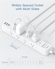 img 2 attached to 🔌 ETL Listed Power Strip Surge Protector - 8 AC Outlets with 3 USB Ports, 5 ft Extension Cord, Flat Plug, Overload Protection - Ideal for Home, Office, Travel, Computer - Wall Mountable Desktop Charging Station