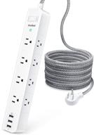 🔌 etl listed power strip surge protector - 8 ac outlets with 3 usb ports, 5 ft extension cord, flat plug, overload protection - ideal for home, office, travel, computer - wall mountable desktop charging station logo