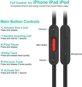 img 3 attached to 🎧 LASMEX аудиокабель для наушников 3,5 мм на 3,5 мм с микрофоном и пультом дистанционного управления — совместим с Beats Sony Cowin Mpow, iPhone iPad iPod — 5 футов мужской стерео аудиоaux援Цифровой аудиокабель.