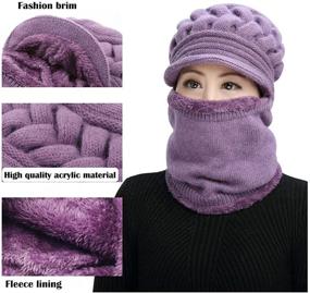 img 1 attached to Warm and Cozy Fleece Lined Womens Beanie Hat and Scarf Set for Winter, with Mask and Earmuffs Included - Perfect for Middle-aged and Older Women