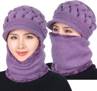 warm and cozy fleece lined womens beanie hat and scarf set for winter, with mask and earmuffs included - perfect for middle-aged and older women logo