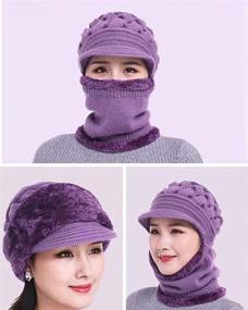 img 2 attached to Warm and Cozy Fleece Lined Womens Beanie Hat and Scarf Set for Winter, with Mask and Earmuffs Included - Perfect for Middle-aged and Older Women