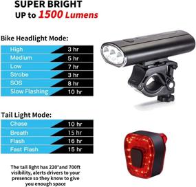 img 3 attached to 🚴 Highly Efficient Bike Light Set: 8+ Hours Runtime, 4000 Lumens Super Brightness, Waterproof, Rechargeable - Ideal for Road, Mountain, Commuter Bicycles