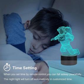 img 2 attached to 🌟 Metplus Spaceman Night Light Astronaut Lamp - 3D Illusion LED Lamps for Kids Room Decor, Bedside Lights - Boys Girls Christmas Birthday Gift - Nightlight with Timing, 16 Colors, Dimmable - Remote & Touch Control