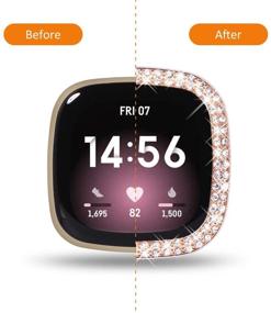 img 3 attached to 💎 Fitbit Versa 2 Case - 5 Pack Bling Crystal Diamond Frame Protective Case, Compatible with Fitbit Versa 2 Smart Watch (Rose Gold/Pink Gold/Black/Silver/Clear)