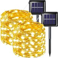 solar christmas fairy lights outdoor 2-pack each 200 led 66ft 8 modes extra-long waterproof copper wire solar powered twinkle string light for yard garden trees christmas party decoration (warm white) логотип