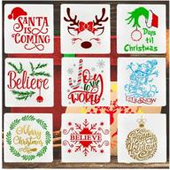 9-piece christmas stencils: reusable 12in merry christmas templates for wood, fabric, and wall painting - diy home decor logo