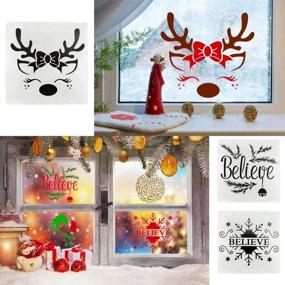 img 2 attached to 9-Piece Christmas Stencils: Reusable 12in Merry Christmas Templates for Wood, Fabric, and Wall Painting - DIY Home Decor