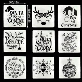 img 3 attached to 9-Piece Christmas Stencils: Reusable 12in Merry Christmas Templates for Wood, Fabric, and Wall Painting - DIY Home Decor