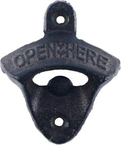 img 2 attached to 🍺 Set of 4 Vintage Rustic Cast Iron Wall Mount Bottle Openers – Mounting Hardware Included (Wood Block Not Included)