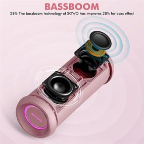 img 3 attached to Portable Bluetooth Speaker - Purple, IPX7 Waterproof Wireless Speaker, Enhanced Bassboom Technology and 25W Loud Stereo Sound, LED Light Show with TWS Pairing, 16H Playtime for Home and Outdoor Use