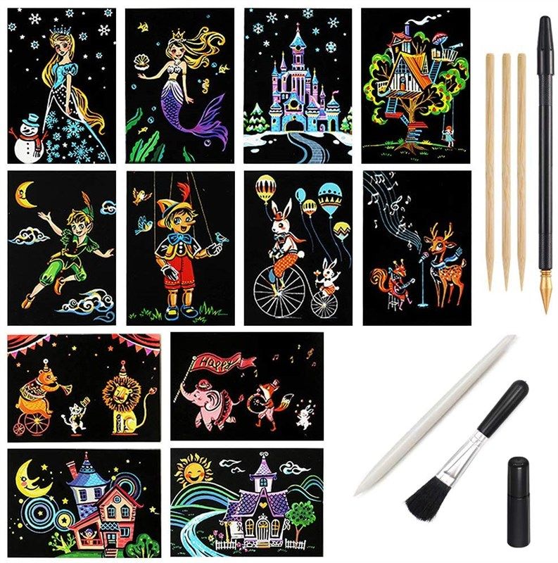 scratch envelope postcard rainbow scratchboard 로고