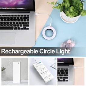 img 2 attached to 📸 Whellen Rechargeable LED Selfie Ring Light for Phone Laptop Tablets Camera Photography Video (White) - Enhance your Selfies, Videos, and Photos with Perfect Lighting