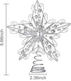 img 2 attached to SuiXing Silver Christmas Tree Topper - 8in, Wire Five-Pointed Star, Xmas Decor for Home, Hotel, Office - Perfect Treetop Party Supplies