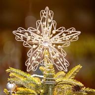 suixing silver christmas tree topper - 8in, wire five-pointed star, xmas decor for home, hotel, office - perfect treetop party supplies logo