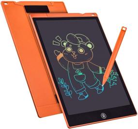 img 4 attached to 12 Inch LCD Writing Tablet: Colorful Drawing Toy for Kids, Erasable Reusable Pad, Educational Christmas Birthday Gift, Doodle Board (Orange)