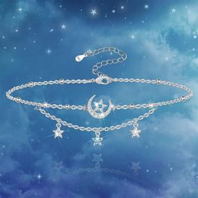 img 1 attached to 🌙 Браслет на щиколотку "Луна и звезда вселенной" - изящное украшение из 925 стерлингового серебра на пляж для женщин и девочек