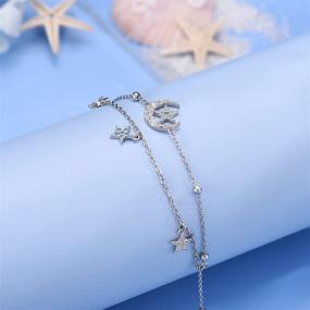 img 3 attached to 🌙 Браслет на щиколотку "Луна и звезда вселенной" - изящное украшение из 925 стерлингового серебра на пляж для женщин и девочек