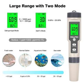 img 2 attached to 🌊 ORAPXI Digital Salinity Tester: Waterproof IP67 Salinity Meter for Saltwater — 0-200ppt Range, ATC, Ideal for Seawater, Aquariums, Marine Monitoring, Fish Pond Testing