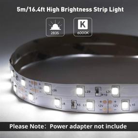 img 3 attached to LE 12V LED Strip Light: Flexible SMD 2835, 16.4ft Tape Light for Home, Kitchen, Party & Christmas - Non-Waterproof, Daylight White