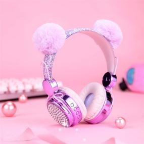 img 2 attached to 🎧 Беспроводные наушники KORABA для детей с Bluetooth: цветомузыкальные светящиеся светодиоды, подключение по беспроводной связи для девочек/мальчиков/подарок на Рождество (Лиловый медведь)