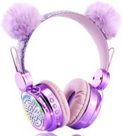 🎧 koraba kids headphones bluetooth: color changing led lights with wireless connectivity for girls/boys/xmax gift (purple bear) logo