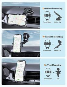 img 3 attached to Universal Car Phone Holder & Mount - Stable 3-in-1 Solution for Dashboard, Windscreen & Air Vent - One Button Release, 360° Rotation - Fits 4 to 7 inch Smartphones