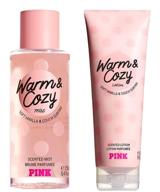 🌸 victoria's secret pink warm and cozy scented mist and lotion set (2pc) - lightweight, long-lasting fragrance - 8.4 fl oz &amp; 8 fl oz logo