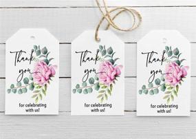 img 1 attached to 🌸 50 Count Pink Flower Peony Thank You Tags with String - Perfect for Gifting