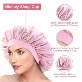 img 3 attached to Pink Satin Sleep Cap: Comfortable Wide Band Hat for Women and Girls