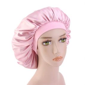 img 2 attached to Pink Satin Sleep Cap: Comfortable Wide Band Hat for Women and Girls