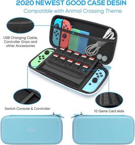 img 2 attached to 🎮 Comprehensive Animal Crossing Switch Accessories Bundle - 26-in-1 Kit with Protective Case, Screen Guard, Grip Handles, Steering Wheel, Thumb Caps, and Type-C Cable - Blue