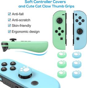 img 1 attached to 🎮 Comprehensive Animal Crossing Switch Accessories Bundle - 26-in-1 Kit with Protective Case, Screen Guard, Grip Handles, Steering Wheel, Thumb Caps, and Type-C Cable - Blue