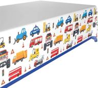 🚧 construction birthday party supplies: durable plastic tablecloth for construction car themed decor - 1 pack, 52x86.6 inch table decoration logo