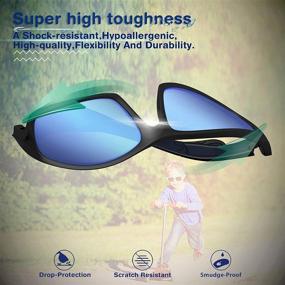 img 2 attached to 🕶️ RBK003 Polarized UV Protection Kids Sunglasses with Strap | RIVBOS Flexible Rubber Shades for Boys and Girls