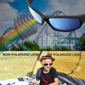 img 1 attached to 🕶️ RBK003 Polarized UV Protection Kids Sunglasses with Strap | RIVBOS Flexible Rubber Shades for Boys and Girls
