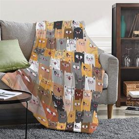 img 1 attached to 🐱 Soft Flannel Fleece Cat Blanket: Perfect Cat Lover's Gift for Kids, Girls, and Home Décor - Lightweight, All-Season, XS 40x30 inches