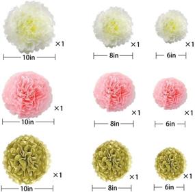 img 3 attached to 🎀 Pink White Gold Party Decorations Kit: Hanging Tissue Paper Flower Pom Poms, Lanterns, Honeycomb Balls | Table & Wall Party Décor for Girl Birthday, Wedding, Baby Shower | Party Supplies by TONIFUL