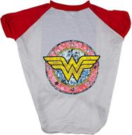 pet wonder woman t-shirt for dogs by dc comics – grey, wonder woman logo dog tee in gray & red – clothes for all dog sizes, refer to sizing chart for details logo