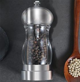 img 2 attached to 🧂 Premium Acrylic Salt and Transparent Pepper Grinder Set: Adjustable Ceramic Core, Manual Mills for Sea Salt, Peppercorn, and Spices - Silver-6.2