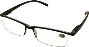 img 1 attached to 👓 Black Spring Hinge Rectangular Half Frame Blue Light Blocking Reading Glasses for Men - 6 Pack Readers